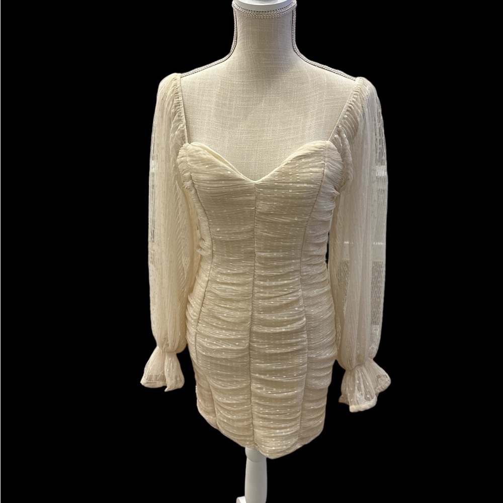 Romantic Era Mesh Mini Dress - Cream